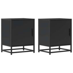 Berkfield Home Bedside Cabinets 2 pcs Black 40x31x50 cm Engineered Wood & Metal - Size: 40 x 31 x 50 cm - thumbnail 1