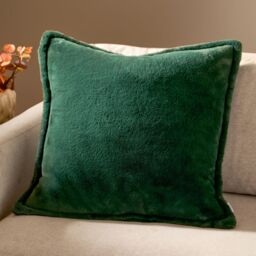 Furn Kallu Reversible Faux Fur Cushion in Dark Green - Size: 55 cm x 55 cm - thumbnail 1