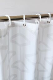 Neel Blue Abstract Geometric Navy Blue & White Bathroom Shower Curtain with 12 Hooks - Size: 180 cm width x 200 cm drop - thumbnail 5