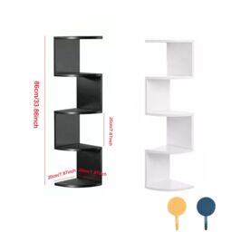 VOGREX Wooden Corner Shelves 5 Tier Floating Wall Mount Storage UK in Black - thumbnail 2