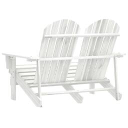 Berkfield Home 2-Seater Garden Adirondack Chair Solid Fir Wood White - thumbnail 4