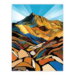 "Artery8 Stylised Scafell Pike Mountain Peaks Landscape Wall Art Print - Size: W24"" x H32""" - thumbnail 1