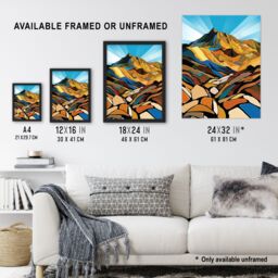 "Artery8 Stylised Scafell Pike Mountain Peaks Landscape Wall Art Print - Size: W24"" x H32""" - thumbnail 3