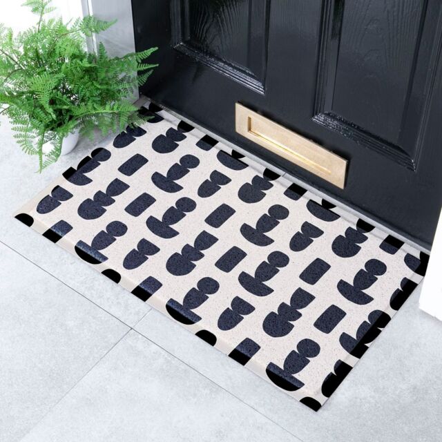 Artsy Mats Clay Bowl Abstract Pattern Indoor & Outdoor Doormat - 70x40cm in White - Size: 40 cm x 70 cm - image 1