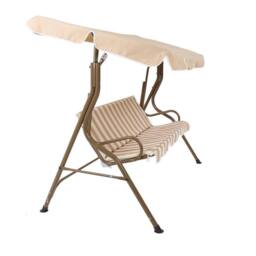 Charles Bentley 2-3 Seater Garden Swing Seat Hammock Chair Stripe / Plain Design in Beige - thumbnail 6