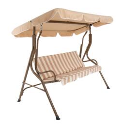 Charles Bentley 2-3 Seater Garden Swing Seat Hammock Chair Stripe / Plain Design in Beige