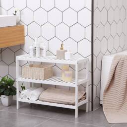 Kelvenix White 3 Tier Bamboo Wooden Shoe Storage - Size: 0.6m2 - thumbnail 3