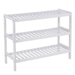 Kelvenix White 3 Tier Bamboo Wooden Shoe Storage - Size: 0.6m2 - thumbnail 1