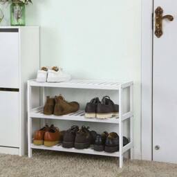 Kelvenix White 3 Tier Bamboo Wooden Shoe Storage - Size: 0.6m2 - thumbnail 5