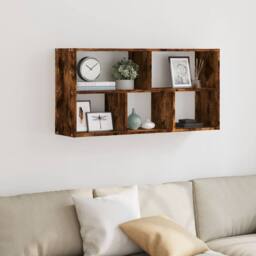 Berkfield Home Wall Shelf Smoked Oak 100x25x50 cm Engineered Wood in Brown - Size: 100 x 25 x 50 cm - thumbnail 3