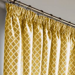 Luxury Living Modern Geometric Two-Tone Jacquard Lined Pencil Pleat Taped Curtains in Yellow - Size: 117 cm width x 229 cm drop - thumbnail 2