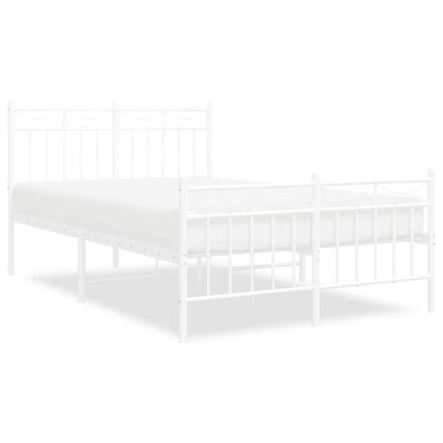 Berkfield Home Metal Bed Frame with Headboard & Footboard White 120x200 cm - Size: Small Double - image 1