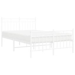 Berkfield Home Metal Bed Frame with Headboard & Footboard White 120x200 cm - Size: Small Double - thumbnail 3