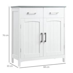 Nordara Free Standing Bathroom Cabinet 2 Drawers 2 Doors in White - Size: W700mm x H650mm - thumbnail 2