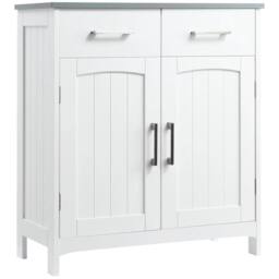 Nordara Free Standing Bathroom Cabinet 2 Drawers 2 Doors in White - Size: W700mm x H650mm