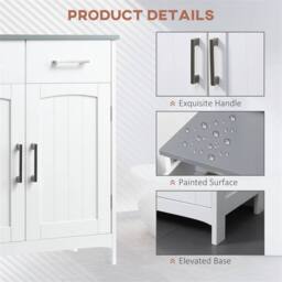 Nordara Free Standing Bathroom Cabinet 2 Drawers 2 Doors in White - Size: W700mm x H650mm - thumbnail 5