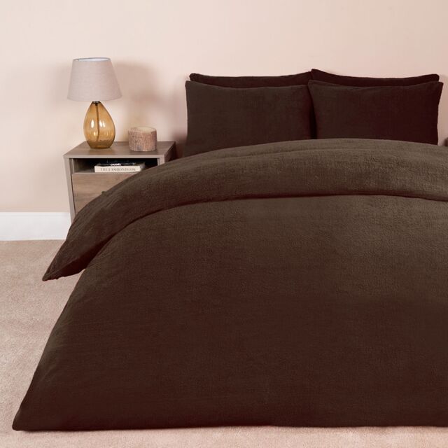 OHS Thermal Soft Teddy Fleece Duvet Cover Bedding Set in Chocolate - Size: King - image 1
