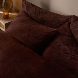 OHS Thermal Soft Teddy Fleece Duvet Cover Bedding Set in Chocolate - Size: King - thumbnail 3