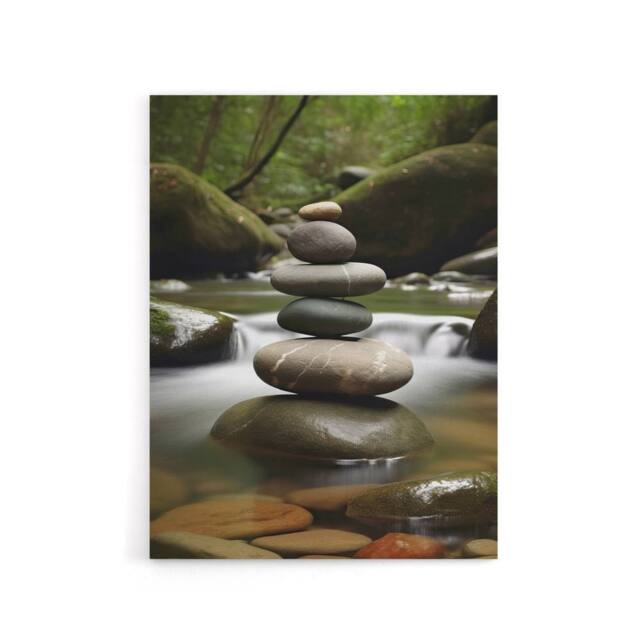 "Artery8 Zen Stones in Forest River Massage Salon Canvas Wall Art Print - Size: W24"" x H32""" - image 1