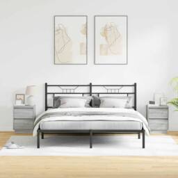 Berkfield Home Traditional Bedside Cabinets with LED Lights 2 pcs Grey Sonoma 39 - thumbnail 4