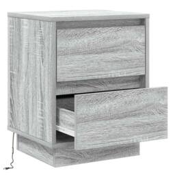 Berkfield Home Traditional Bedside Cabinets with LED Lights 2 pcs Grey Sonoma 39 - thumbnail 7