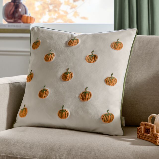 Wylder Pumpkin Spice Piped Velvet Cushion - Size: 45 cm x 45 cm - image 1