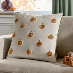 Wylder Pumpkin Spice Piped Velvet Cushion - Size: 45 cm x 45 cm - thumbnail 1