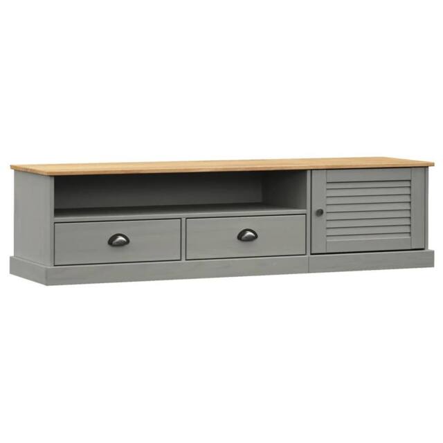 Berkfield Home TV Cabinet VIGO Grey 156x40x40 cm Solid Wood Pine - Size: 156 x 40 x 40 cm - image 1