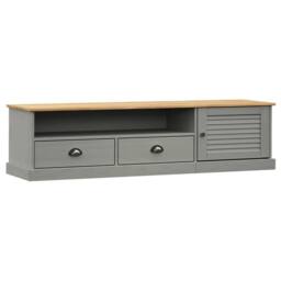 Berkfield Home TV Cabinet VIGO Grey 156x40x40 cm Solid Wood Pine - Size: 156 x 40 x 40 cm