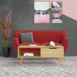 Berkfield Home Elegant Coffee Table Sonoma Oak 100x49.5x43 cm Engineered Wood in Light Brown - thumbnail 2