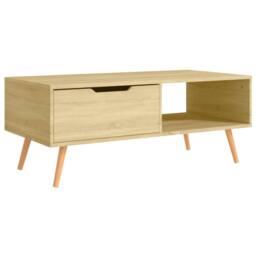 Berkfield Home Elegant Coffee Table Sonoma Oak 100x49.5x43 cm Engineered Wood in Light Brown - thumbnail 4