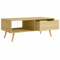 Berkfield Home Elegant Coffee Table Sonoma Oak 100x49.5x43 cm Engineered Wood in Light Brown - thumbnail 5