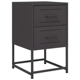 Berkfield Home Bedside Cabinet Black 36x39x60.5 cm Steel - thumbnail 2