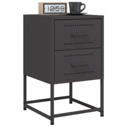 Berkfield Home Bedside Cabinet Black 36x39x60.5 cm Steel - thumbnail 5