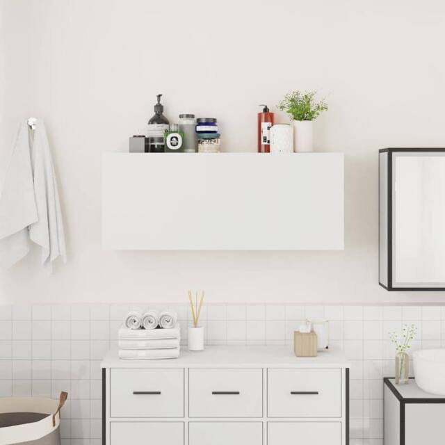 Berkfield Home Decorative Bathroom Wall Cabinet White 100x25x40 cm Engineered Wood - Size: 100 x 25 x 40 cm - image 1