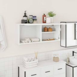 Berkfield Home Decorative Bathroom Wall Cabinet White 100x25x40 cm Engineered Wood - Size: 100 x 25 x 40 cm - thumbnail 2