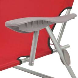 Berkfield Home Sun Lounger with Canopy Steel Red - thumbnail 4