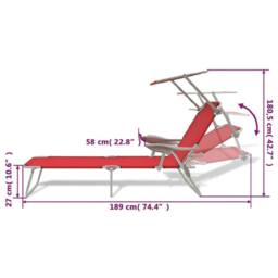 Berkfield Home Sun Lounger with Canopy Steel Red - thumbnail 7
