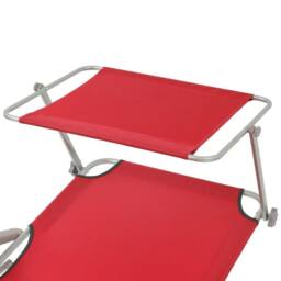 Berkfield Home Sun Lounger with Canopy Steel Red