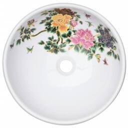 Berkfield Home Durable Countertop Basin Multicolour Round Œ¶41x14 cm Ceramic in Blue - Size: 41x14 cm - thumbnail 4