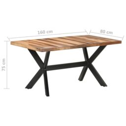 Berkfield Home Dining Table 160x80x75 cm Solid Wood with Honey Finish in Brown - Size: 160 x 80 x 75 cm - thumbnail 6