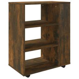 Berkfield Home Rolling Cabinet Smoked Oak 60x35x75 cm Engineered Wood in Brown - Size: 60 x 35 x 75 cm - thumbnail 2