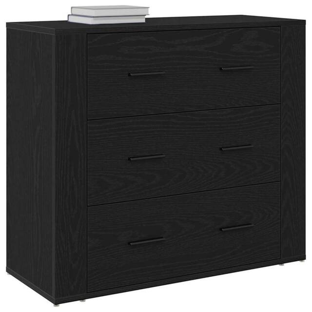 Berkfield Home Sideboard Black Oak 33x80x70 cm Engineered Wood - Size: 33 x 80 x 70 cm - image 1