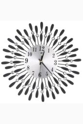 H&O Direct 3D Silent Drop-Shape Metal Wall Clock with Crystal in Black - thumbnail 3