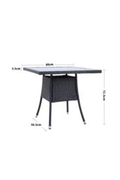 Living and Home Garden Wicker Tempered Glass 4 Seater Dining Table with Parasol Hole in Black - thumbnail 6