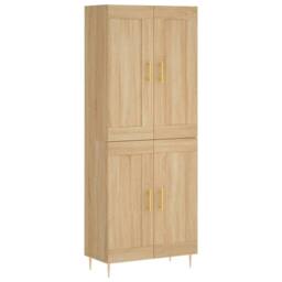 Berkfield Home Highboard Sonoma Oak 69.5x34x180 cm Engineered Wood in Light Brown - thumbnail 1