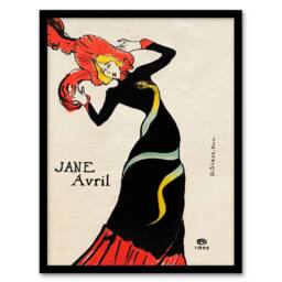 Artery8 Toulouse Lautrec Framed Wall Art Jane Avril Snake Dress Portrait - Size: A4 - thumbnail 1
