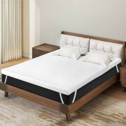 Lavio Memory Foam Mattress Topper King Bamboo Charcoal Cooling Gel 8cm Thick in White - thumbnail 3