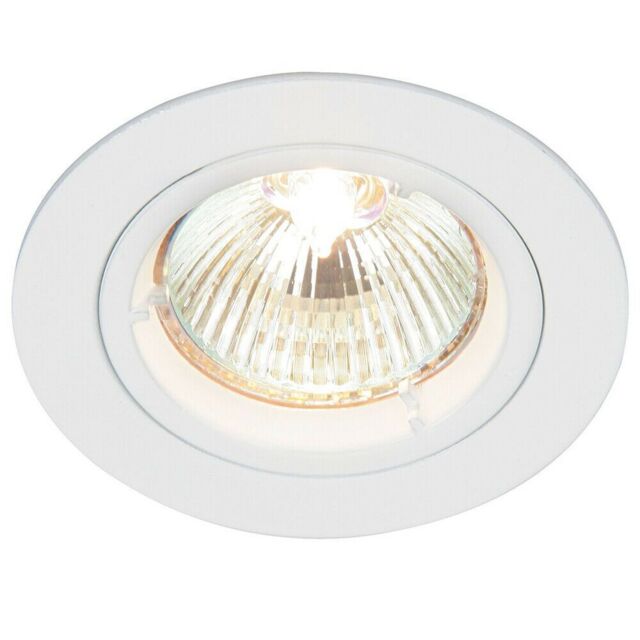 Loops Fixed Round Recess Ceiling Down Light Gloss White 80mm Flush GU10 Lamp Fitting - image 1