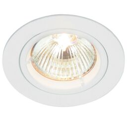Loops Fixed Round Recess Ceiling Down Light Gloss White 80mm Flush GU10 Lamp Fitting
